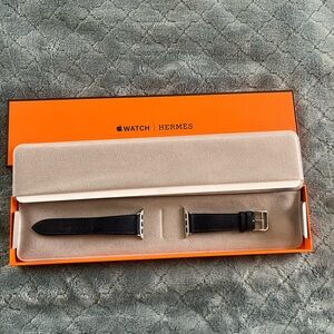 Apple Watch Hermes Single Tour Navy Blue Leather Band‎ 45mm 44mm 42mm